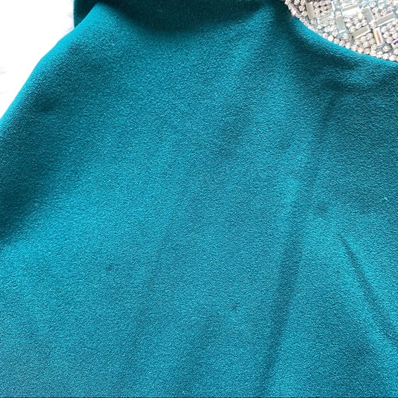 Forest Green Formal Cocktail Mini Dress with Beading and Side Cutouts - Picture 7 of 8